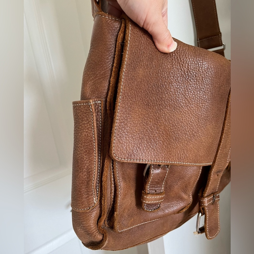 Roots Canada leather messenger bag